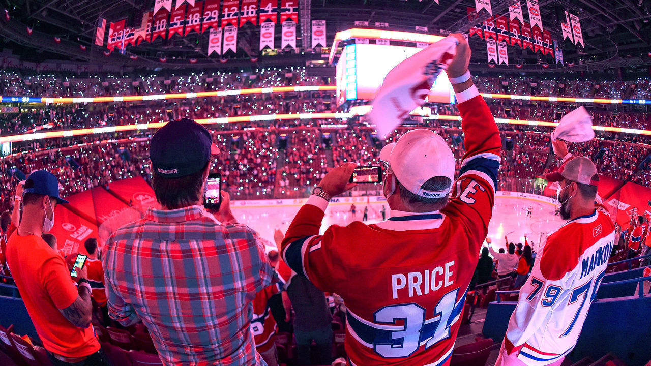 MONTREAL, QC - June 20: The fans wait for Game Four of the Stanley Cup Semifinals of the 2021 Stanley Cup Playoffs between the Montreal Canadiens and the Vegas Golden Knights at the Bell Centre on June 20, 2021 in Montreal, Quebec, Canada.