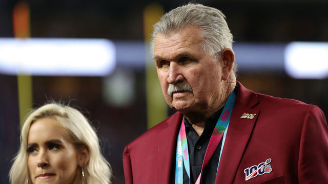MIAMI, FLORIDA - FEBRUARY 02: Mike Ditka of the NLF 100 All-Time Team is honored on the field prior to Super Bowl LIV between the San Francisco 49ers and the Kansas City Chiefs at Hard Rock Stadium on February 02, 2020 in Miami, Florida.