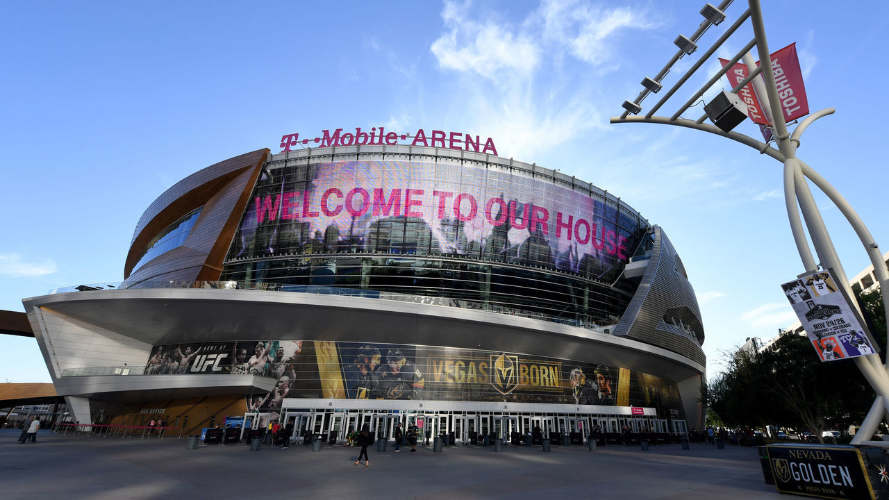 LAS VEGAS, NEVADA - OCTOBER 08: An exterior view shows T-Mobile Arena before a game between the Boston Bruins and the Vegas Golden Knights at T-Mobile Arena on October 8, 2019 in Las Vegas, Nevada.