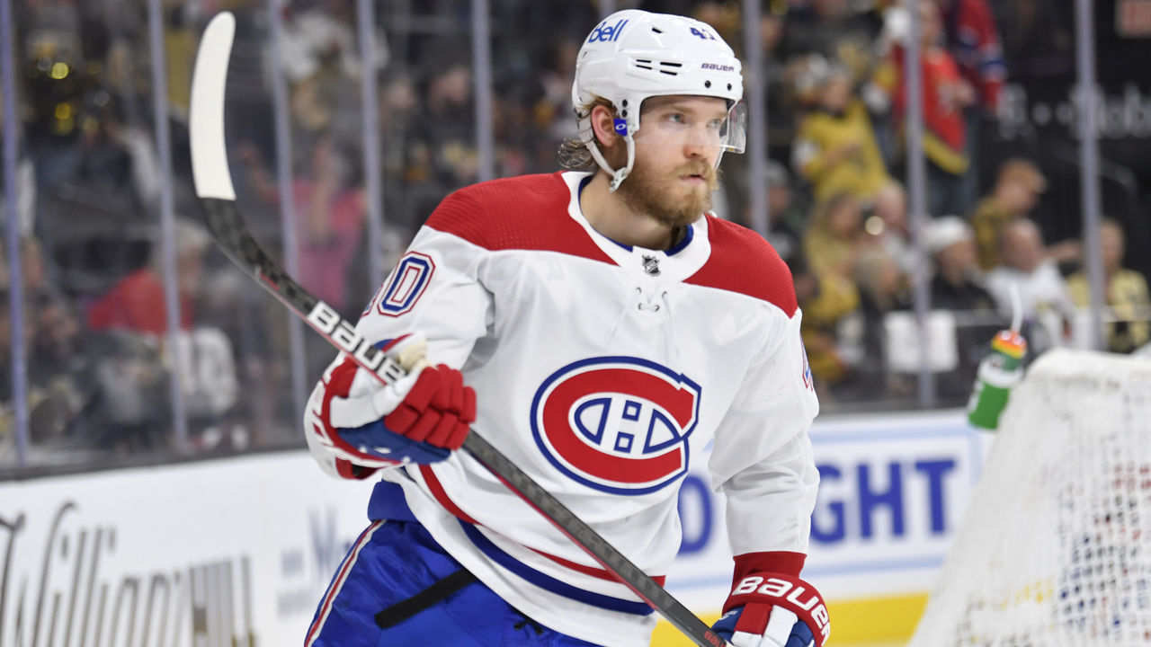 LAS VEGAS, NEVADA - JUNE 22: Joel Armia #40 of the Montreal Canadiens takes the ice to start the third period against the Vegas Golden Knights in Game Five of the Stanley Cup Semifinals at T-Mobile Arena on June 22, 2021 in Las Vegas, Nevada.
