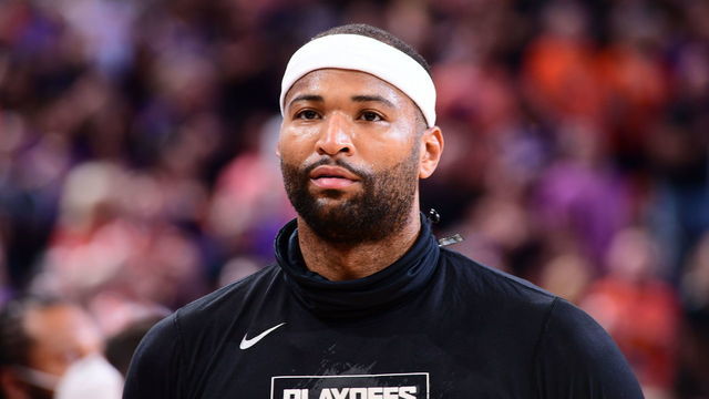 PHOENIX, AZ - JUNE 28: DeMarcus Cousins #15 of the LA Clippers looks on before the game against the Phoenix Suns during Game 5 of the Western Conference Finals of the 2021 NBA Playoffs on June 28, 2021 at Phoenix Suns Arena in Phoenix, Arizona. Mandatory Copyright Notice: Copyright 2021 NBAE