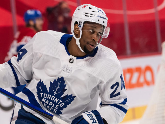 MONTREAL, QC - MAY 25: Wayne Simmonds (24) of the Toronto Maple Leafs skates during the third period of the NHL game between the Toronto Maple Leafs and the Montreal Canadiens on May 25, 2021, at the Bell Centre in Montreal, QC