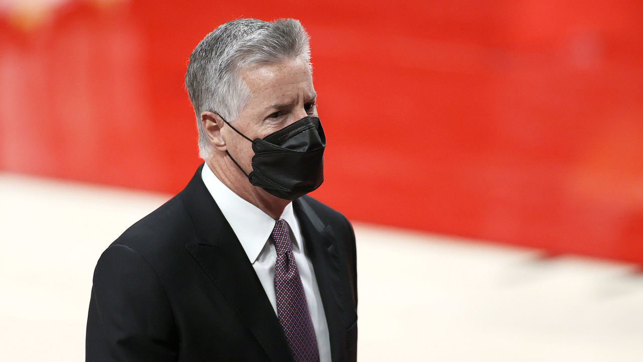 PORTLAND, OREGON - MAY 29: General Manager Neil Olshey of the Portland Trail Blazers looks on before the game against the Denver Nuggets at Moda Center on May 29, 2021 in Portland, Oregon.