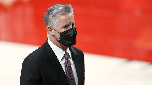PORTLAND, OREGON - MAY 29: General Manager Neil Olshey of the Portland Trail Blazers looks on before the game against the Denver Nuggets at Moda Center on May 29, 2021 in Portland, Oregon.