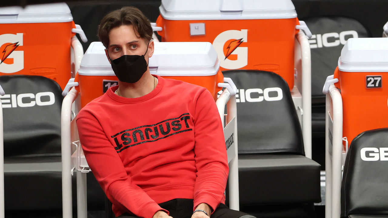 PORTLAND, OREGON - MARCH 01: Zach Collins #33 of the Portland Trail Blazers looks on before their game against the Charlotte Hornets at Moda Center on March 01, 2021 in Portland, Oregon.