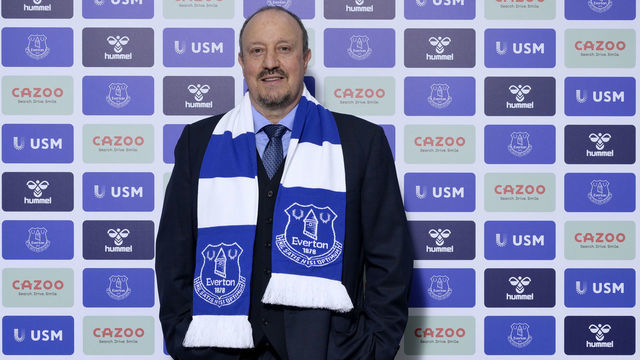 HALEWOOD, ENGLAND - JUNE 30 (EXCLUSIVE COVERAGE) Rafael Benitez poses for a photo after becoming manager of Everton on June 30 2021 in Halewood, England.