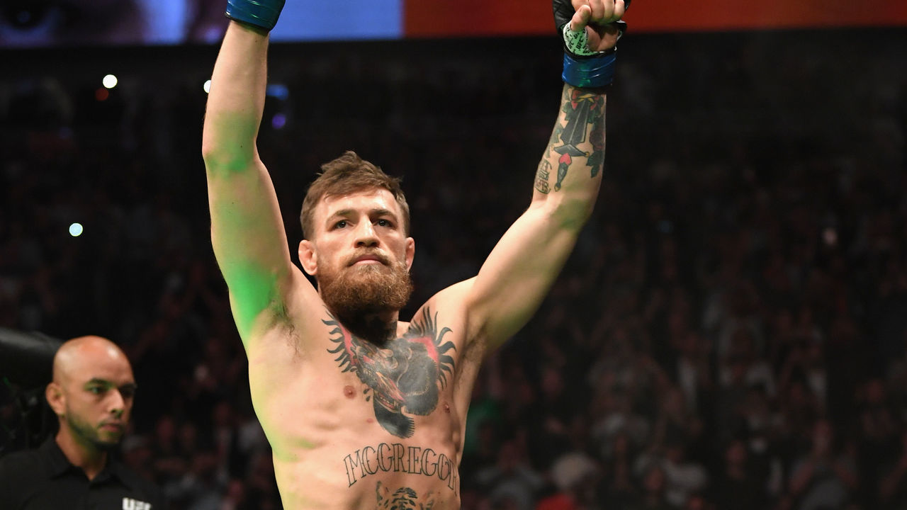 LAS VEGAS, NV - OCTOBER 06: Conor McGregor of Ireland poses outside of the octagon before competing against Khabib Nurmagomedov of Russia in their UFC lightweight championship bout during the UFC 229 event inside T-Mobile Arena on October 6, 2018 in Las Vegas, Nevada.