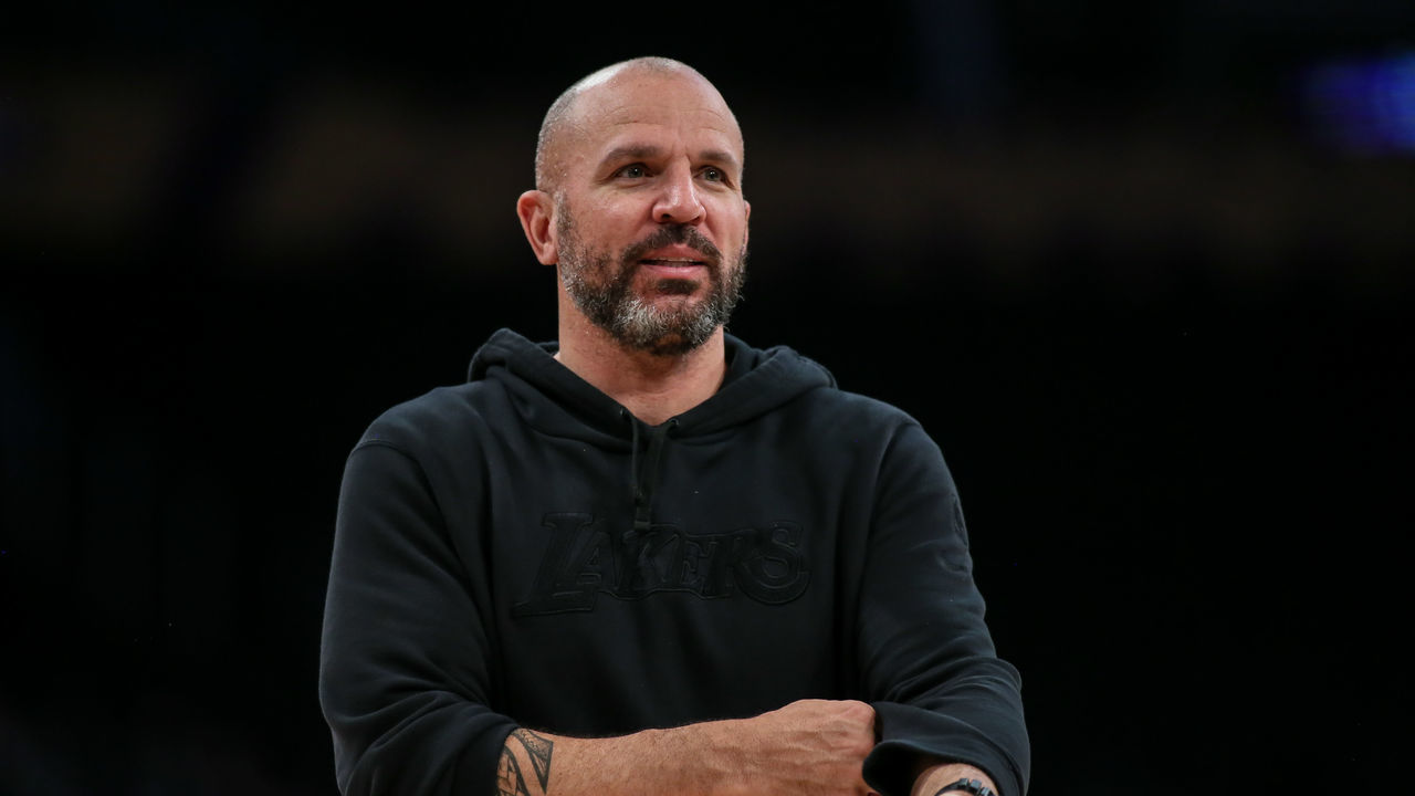 LOS ANGELES, CA - JANUARY 05: Los Angeles Lakers coach Jason Kidd during an NBA game between the Detroit Pistons and the Los Angeles Lakers on January 05, 2020, at Stapes Center in Los Angeles, CA.