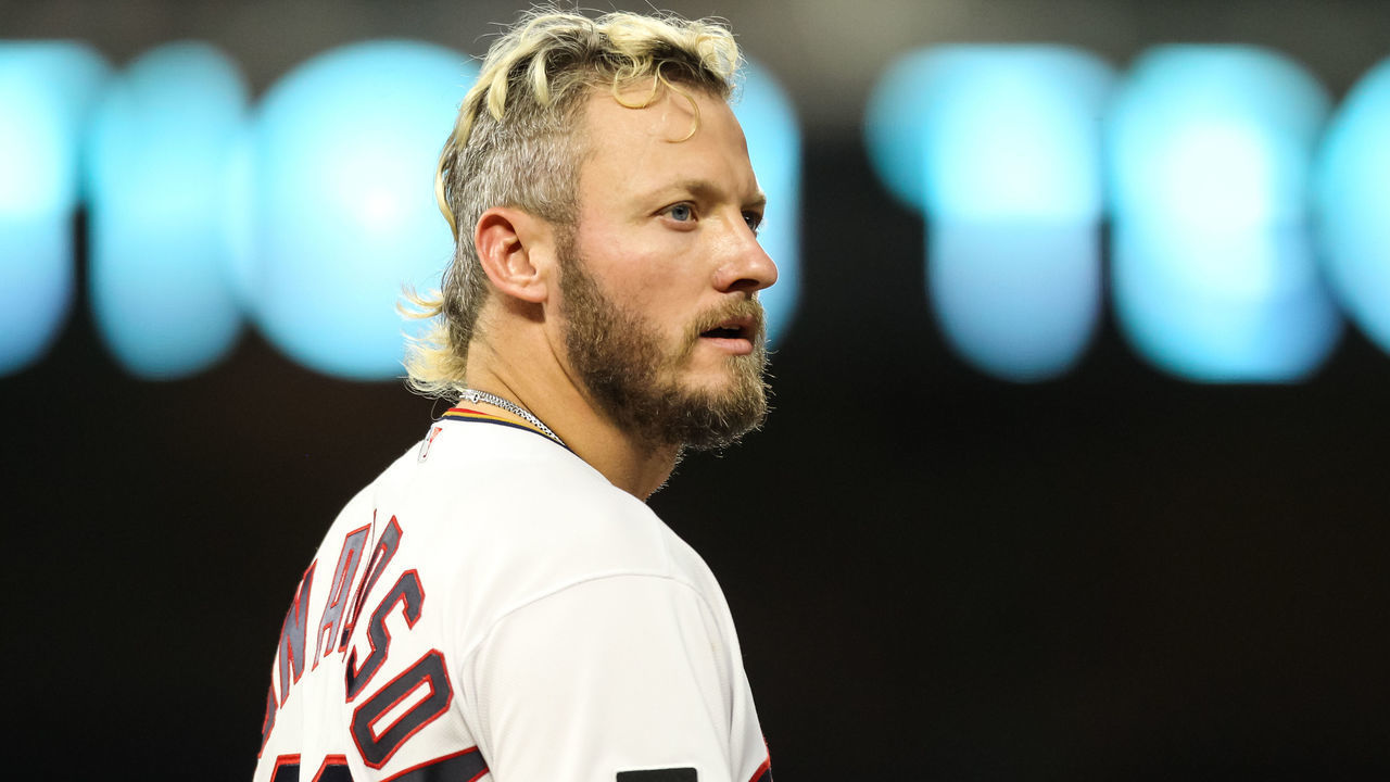 MINNEAPOLIS, MN - JUNE 25: Josh Donaldson #20 of the Minnesota Twins looks on after flying out to Harold Ramirez of the Cleveland Indians in the sixth inning of the game at Target Field on June 25, 2021 in Minneapolis, Minnesota. The Twins defeated the Indians 8-7.