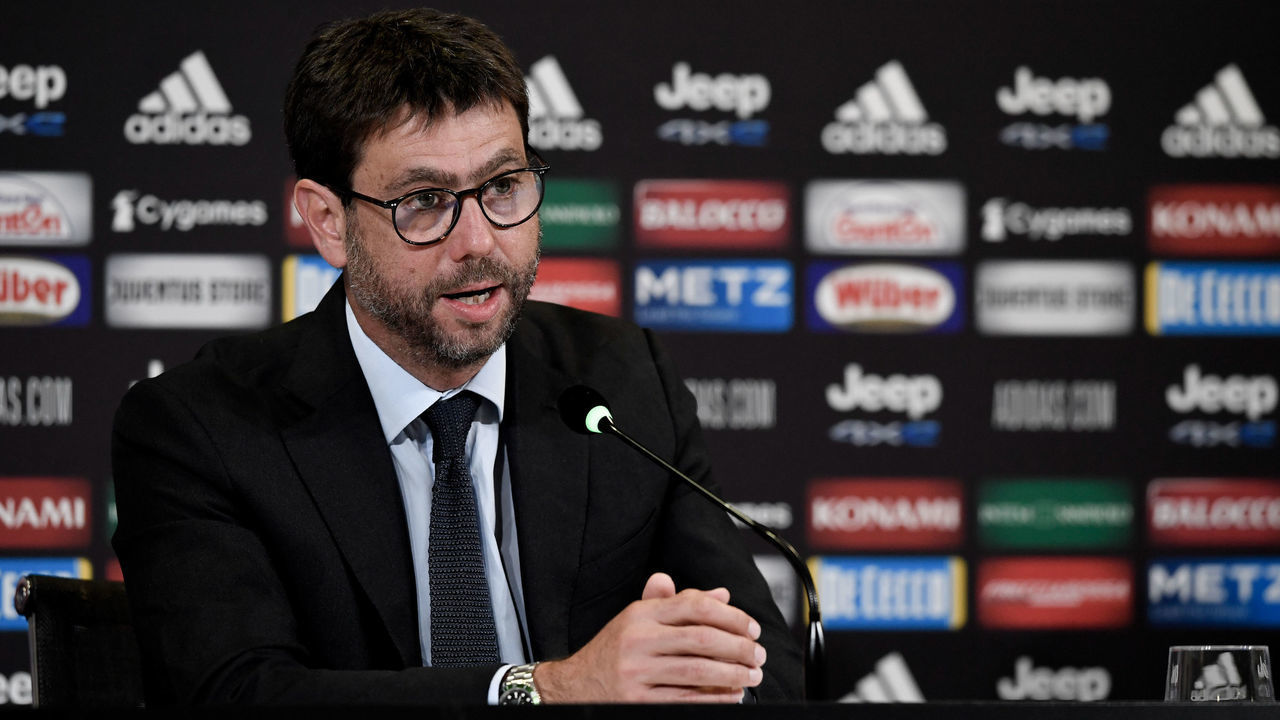 TURIN, ITALY - JULY 01: Juventus executive chairman Andrea Agnelli attends during a press conference at Allianz Stadium on July 1, 2021 in Turin, Italy.