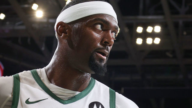 MILWAUKEE, WI - JULY 1: Bobby Portis #9 of the Milwaukee Bucks looks on during Game 5 of the Eastern Conference Finals of the 2021 NBA Playoffs on July 1, 2021 at the Fiserv Forum Center in Milwaukee, Wisconsin. Mandatory Copyright Notice: Copyright 2021 NBAE .