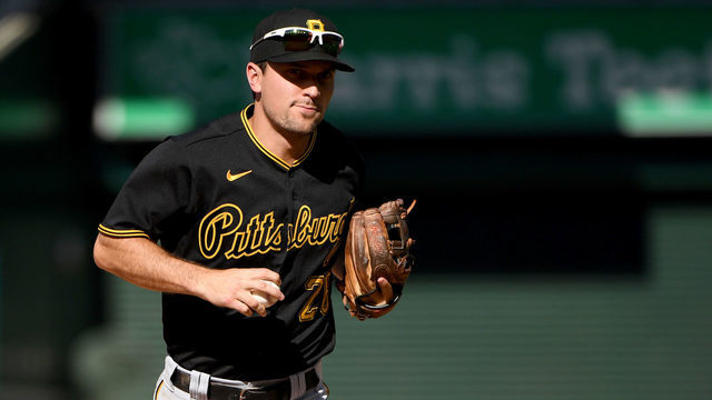 WASHINGTON, DC - JUNE 16: Adam Frazier #26 of the Pittsburgh Pirates runs off the field after an inning against the Washington Nationals at Nationals Park on June 16, 2021 in Washington, DC.