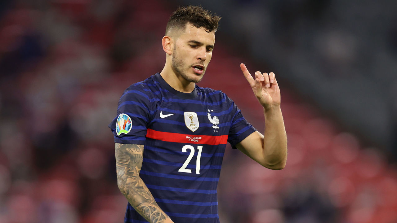 MUNICH, GERMANY - JUNE 15: Lucas Hernandez of France reacts during the UEFA Euro 2020 Championship Group F match between France and Germany at Football Arena Munich on June 15, 2021 in Munich, Germany.