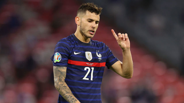 MUNICH, GERMANY - JUNE 15: Lucas Hernandez of France reacts during the UEFA Euro 2020 Championship Group F match between France and Germany at Football Arena Munich on June 15, 2021 in Munich, Germany.