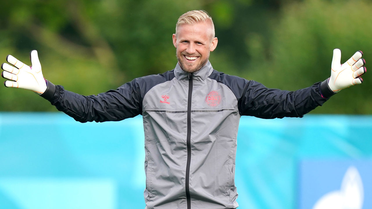 Denmark goalkeeper Kasper Schmeichel during the training session at Enfield Training Centre, London. Picture date: Tuesday July 6, 2021.