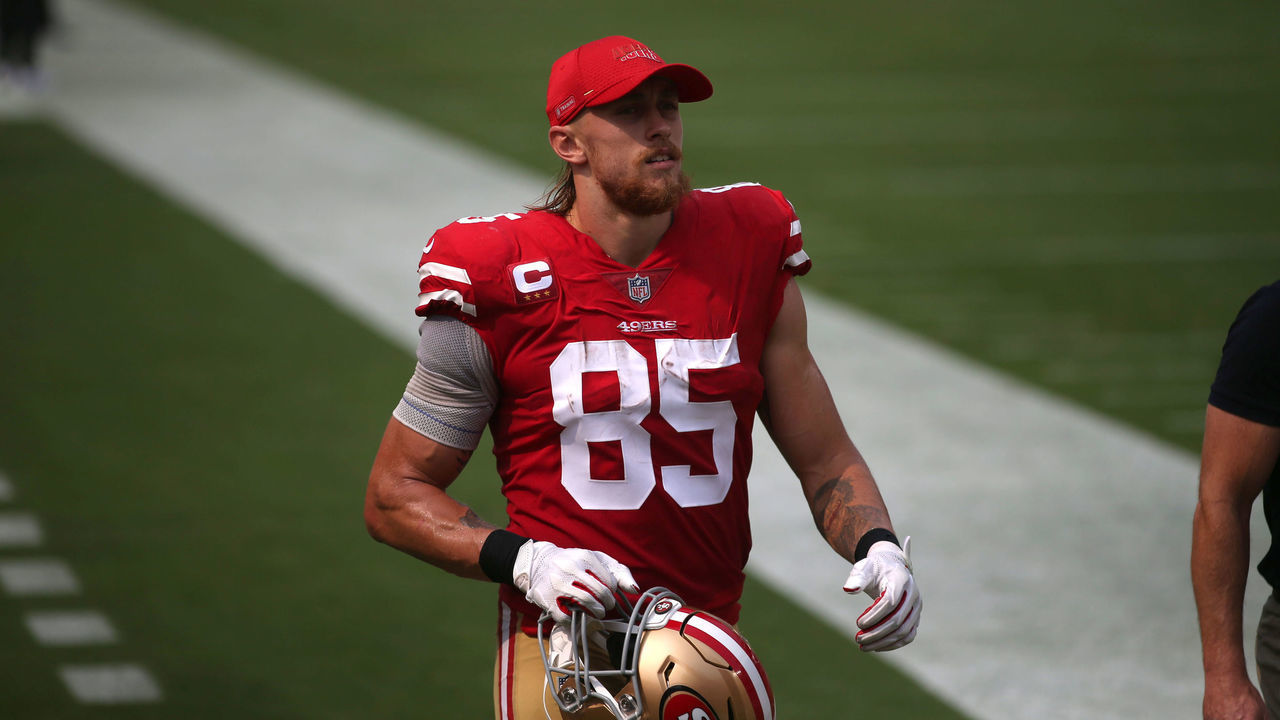 Football: Closeup of San Francisco 49ers George Kittle (85) walking off field with injury during game vs Arizona Cardinals at Levi's Stadium. Santa Clara, CA 9/13/2020 CREDIT: Brad Mangin