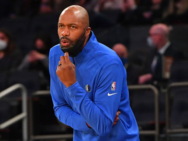 NEW YORK, NY - APRIL 2: Assistant Coach, Jamahl Mosley of the Dallas Mavericks calls out a play during a game against the New York Knicks on April 2, 2021 at Madison Square Garden in New York City, New York. NOTE TO USER: User expressly acknowledges and agrees that, by downloading and/or using this Photograph, user is consenting to the terms and conditions of the Getty Images License Agreement. Mandatory Copyright Notice: Copyright 2021 NBAE