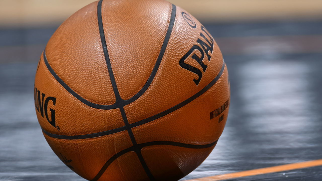 ORLANDO, FL - APRIL 22: A generic view of the Spalding NBA basketball used during the game between the New Orleans Pelicans and the Orlando Magic on April 22, 2021 at Amway Center in Orlando, Florida. Mandatory Copyright Notice: Copyright 2021 NBAE