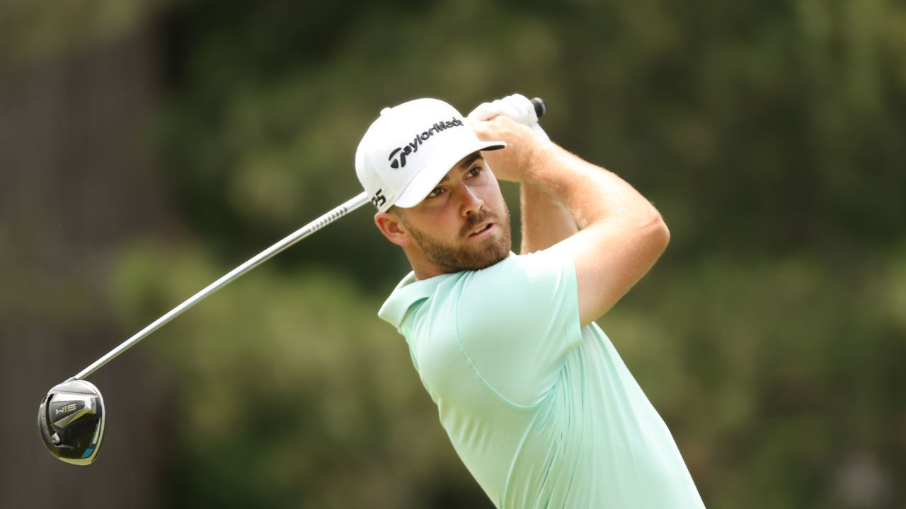 DETROIT, MICHIGAN - JULY 03: Matthew Wolff plays his shot from the fourth tee during the third round of the Rocket Mortgage Classic on July 03, 2021 at the Detroit Golf Club in Detroit, Michigan.