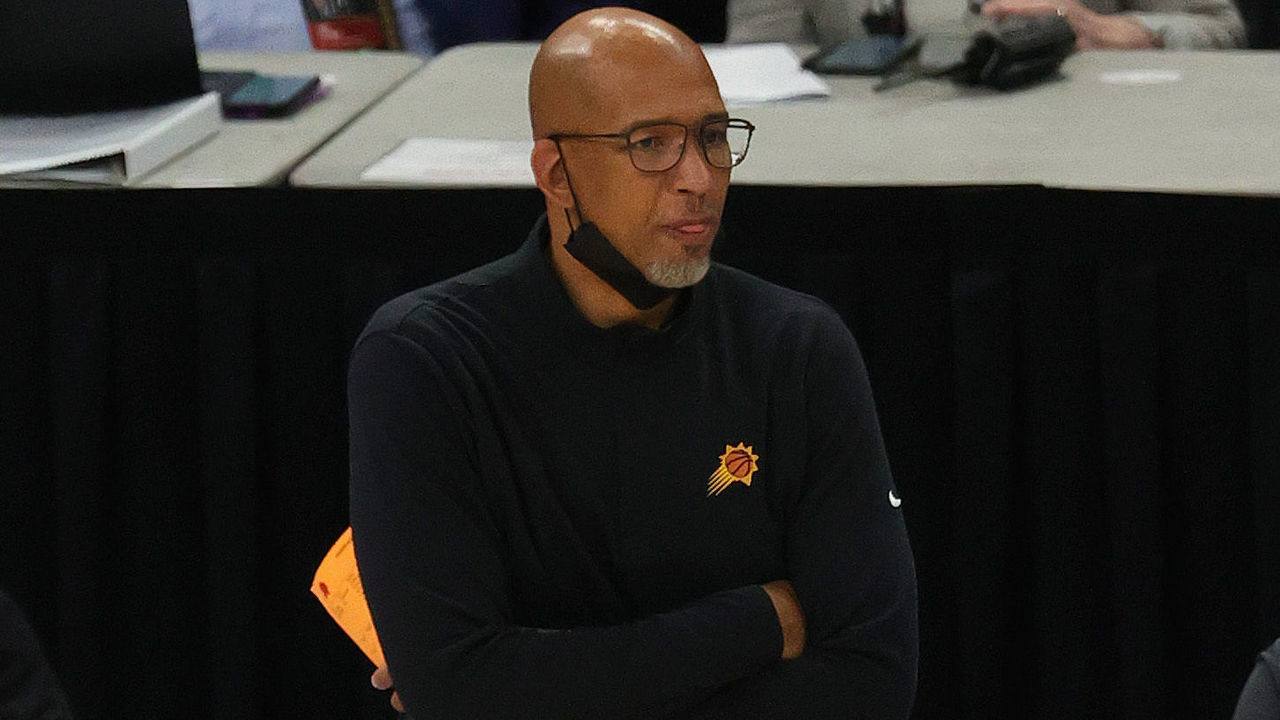 MILWAUKEE, WISCONSIN - JULY 11: Head coach Monty Williams of the Phoenix Suns looks on during the second half in Game Three of the NBA Finals against the Milwaukee Bucks at Fiserv Forum on July 11, 2021 in Milwaukee, Wisconsin.