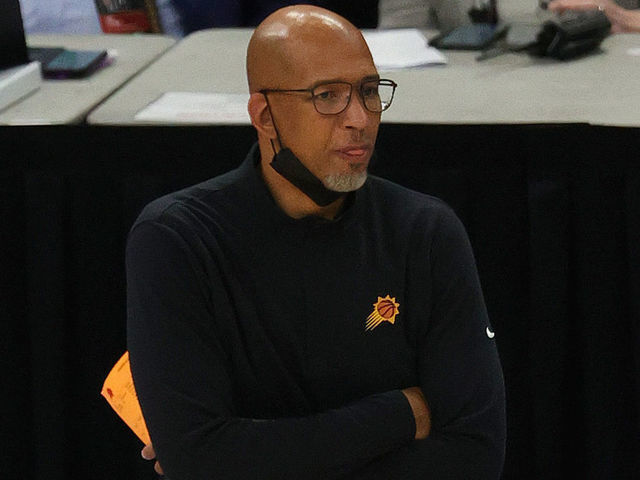 MILWAUKEE, WISCONSIN - JULY 11: Head coach Monty Williams of the Phoenix Suns looks on during the second half in Game Three of the NBA Finals against the Milwaukee Bucks at Fiserv Forum on July 11, 2021 in Milwaukee, Wisconsin.