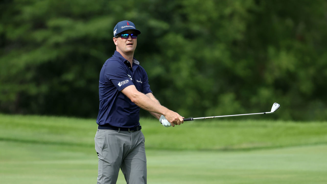 SILVIS, ILLINOIS - JULY 08: Zach Johnson plays his second shot on the 15th hole during the first round of the John Deere Classic at TPC Deere Run on July 08, 2021 in Silvis, Illinois.