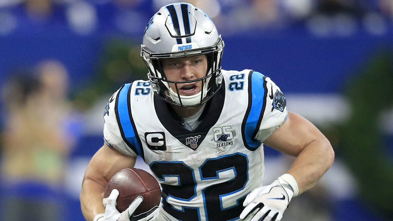 INDIANAPOLIS, INDIANA - DECEMBER 22: Christian McCaffrey #22 of the Carolina Panthers runs with the ball against the Indianapolis Colts at Lucas Oil Stadium on December 22, 2019 in Indianapolis, Indiana.