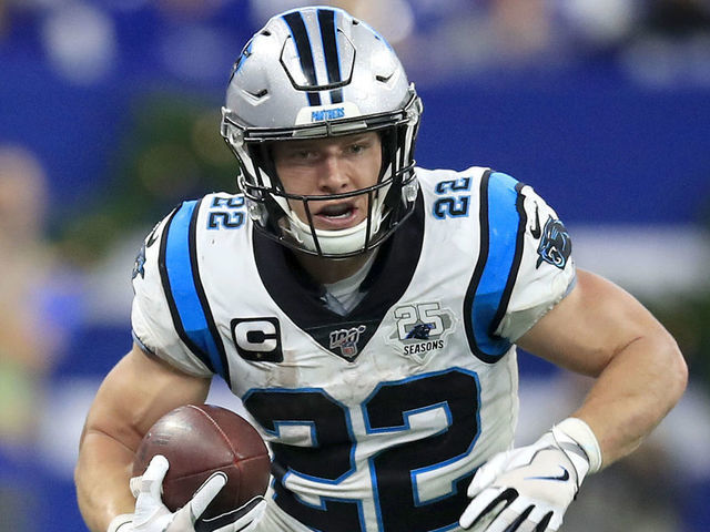 INDIANAPOLIS, INDIANA - DECEMBER 22: Christian McCaffrey #22 of the Carolina Panthers runs with the ball against the Indianapolis Colts at Lucas Oil Stadium on December 22, 2019 in Indianapolis, Indiana.