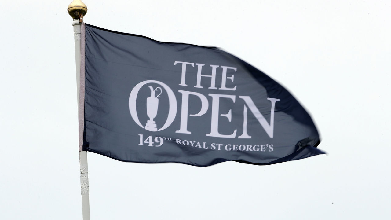 A view of The Open flag during the preview day at The Royal St George's Golf Club in Sandwich, Kent. Picture date: Monday July 12, 2021.