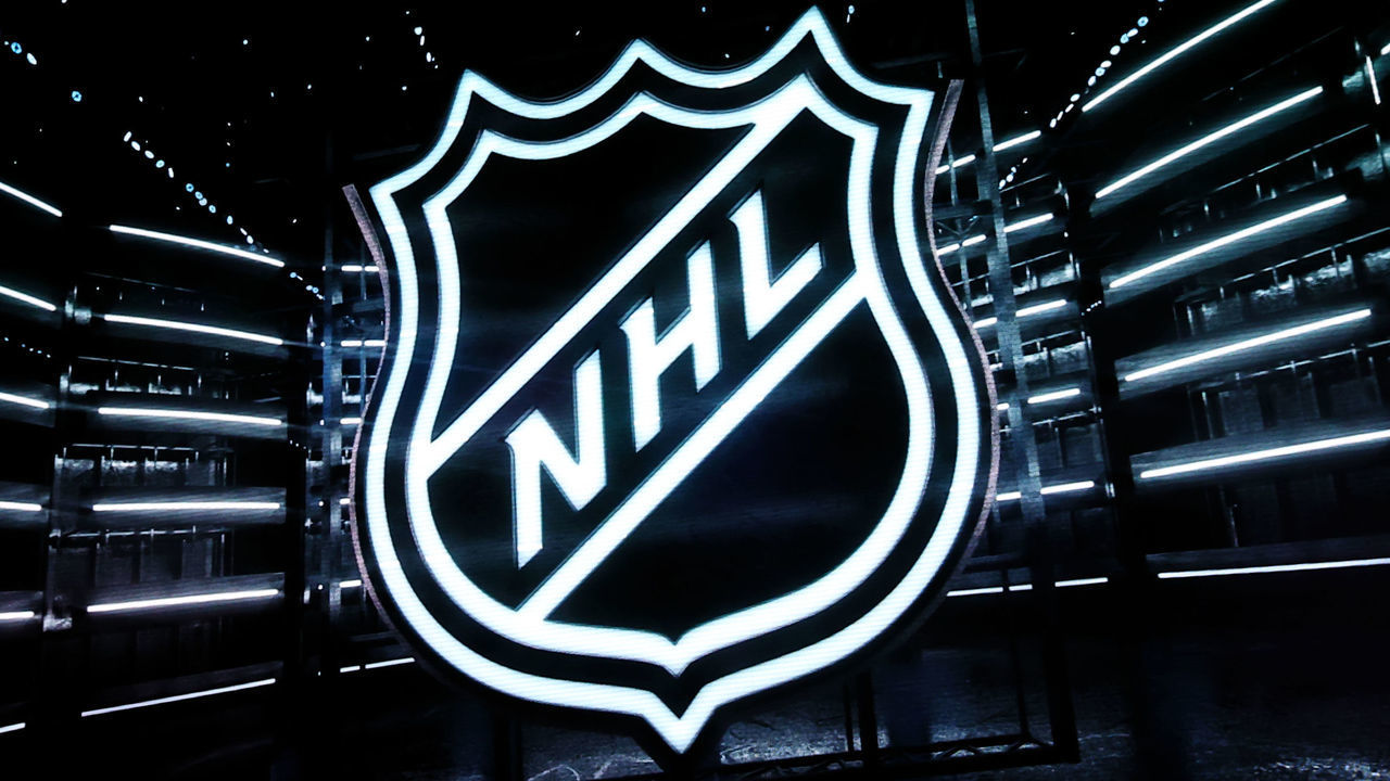 NEWARK, NJ - MARCH 02: A general view of the NHL Logo on the scoreboard during the National Hockey League game between the New Jersey Devils and the New York Islanders on March 2, 2021 at the Prudential Center in Newark, NJ..