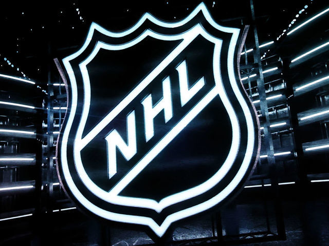 NEWARK, NJ - MARCH 02: A general view of the NHL Logo on the scoreboard during the National Hockey League game between the New Jersey Devils and the New York Islanders on March 2, 2021 at the Prudential Center in Newark, NJ..
