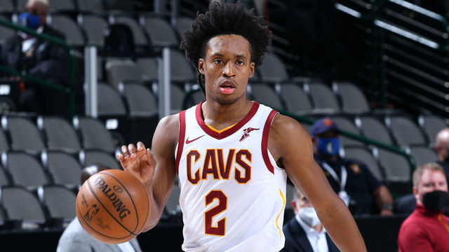DALLAS, TX - MAY 7: Collin Sexton #2 of the Cleveland Cavaliers dribbles during the game against the Dallas Mavericks on May 7, 2021 at the American Airlines Center in Dallas, Texas. Mandatory Copyright Notice: Copyright 2021 NBAE