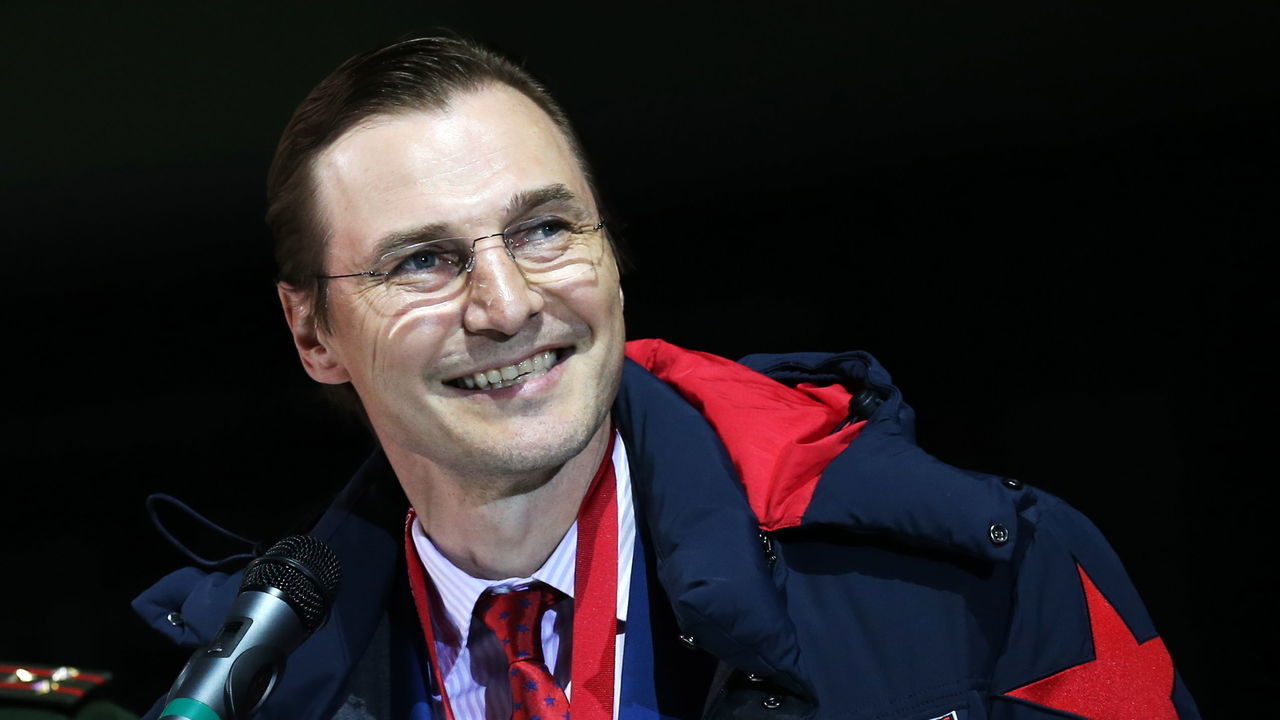 MOSCOW, RUSSIA MAY 25, 2016: CSKA Moscow general manager Sergei Fedorov at an award ceremony at CSKA Ice Arena. CSKA Moscow won silver in the 2015/2016 Russian Ice Hockey Championship. Artyom Geodakyan/TASS
