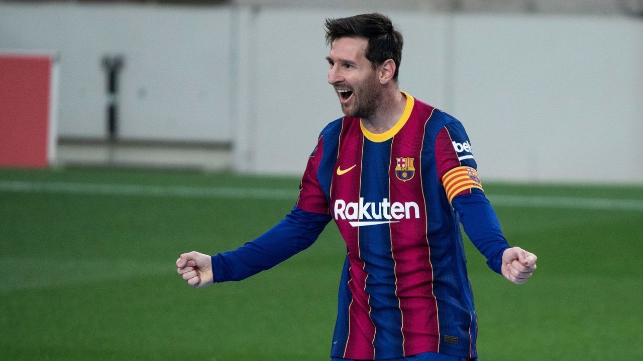 BARCELONA, April 29, 2021 -- Barcelona's Lionel Messi celebrates the goal during a Spanish league football match between FC Barcelona and Granada CF in Barcelona, Spain, on April 29, 2021.