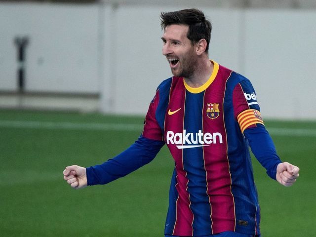 BARCELONA, April 29, 2021 -- Barcelona's Lionel Messi celebrates the goal during a Spanish league football match between FC Barcelona and Granada CF in Barcelona, Spain, on April 29, 2021.