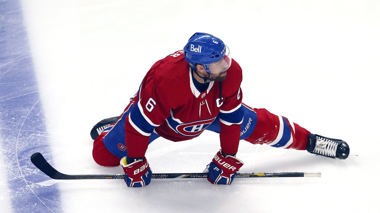 MONTREAL, QUEBEC - JUNE 18: Shea Weber #6 of the Montreal Canadiens warms up prior to Game Three of the Stanley Cup Semifinals of the 2021 Stanley Cup Playoffs against the Vegas Golden Knights at Bell Centre on June 18, 2021 in Montreal, Quebec.