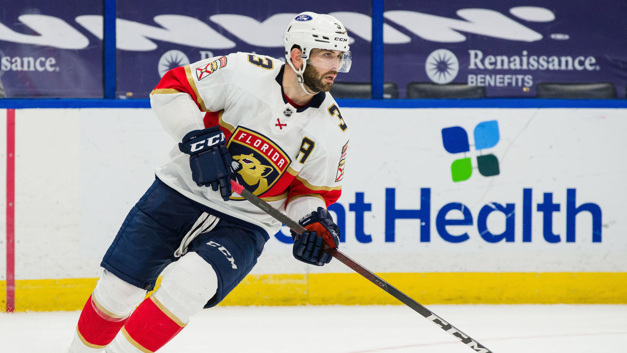 TAMPA, FL - FEBRUARY 15: Keith Yandle #3 of the Florida Panthers skates against the Tampa Bay Lightning at Amalie Arena on February 15, 2021 in Tampa, Florida.