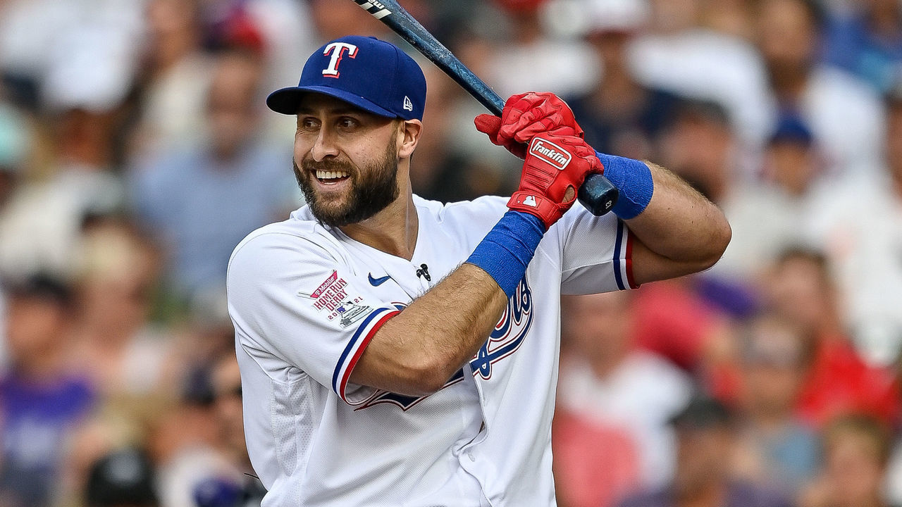 DENVER, CO - JULY 12: Joey Gallo of the Texas Rangers participates in his first round matchup during the 2021 T-Mobile Home Run Derby at Coors Field on July 12, 2021 in Denver, Colorado.