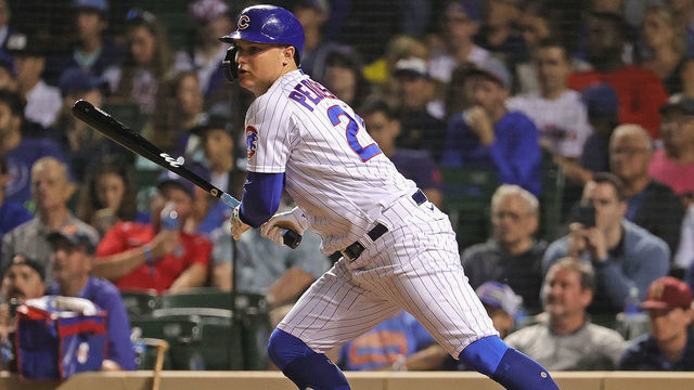 CHICAGO, ILLINOIS - JULY 07: Joc Pederson #24 of the Chicago Cubs runs after hitting a run scoring single in the 6th inning against the Philadelphia Phillies at Wrigley Field on July 07, 2021 in Chicago, Illinois.