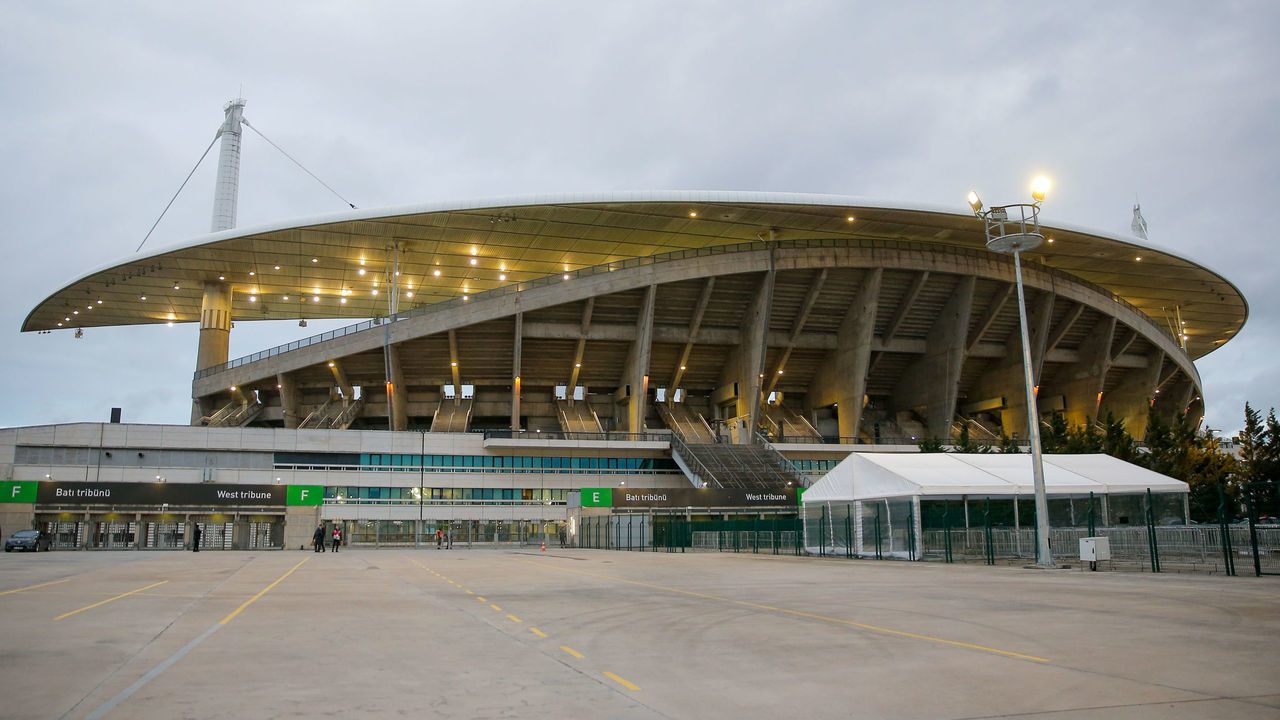ISTANBUL, TURKEY - MARCH 30: General view from the outside of Ataturk Olympic Stadium during the World Cup Qualifier match between Turkey and Latvia at Ataturk Olympic Stadium on March 30, 2021 in Istanbul, Turkey