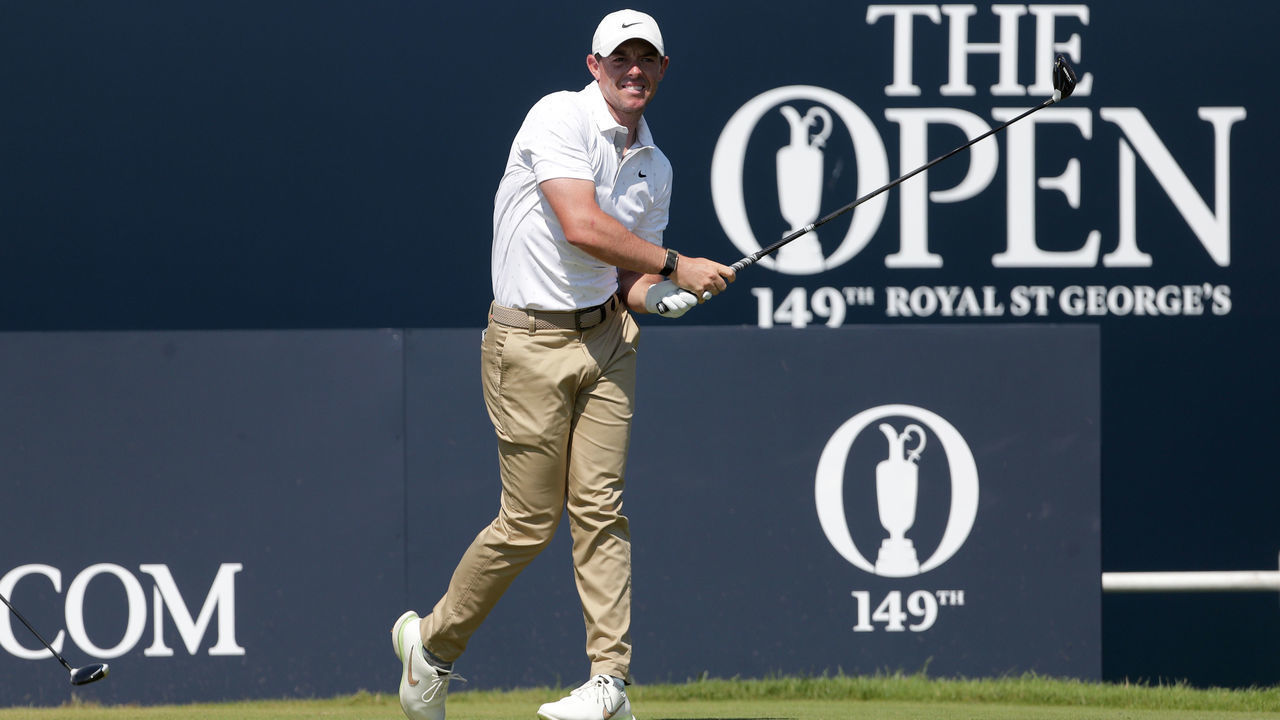 Northern Ireland's Rory McIlroy on the 1st hole during day four of The Open at The Royal St George's Golf Club in Sandwich, Kent. Picture date: Sunday July 18, 2021.