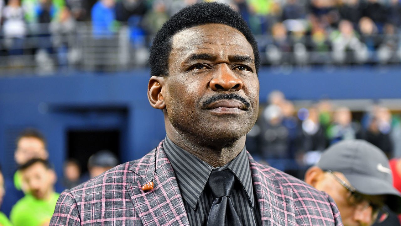 SEATTLE, WASHINGTON - OCTOBER 03: HOF wide receiver Michael Irvin of the Dallas Cowboys watches the game against the Seattle Seahawks and the Los Angeles Rams at CenturyLink Field on October 03, 2019 in Seattle, Washington. The Seattle Seahawks top the Los Angeles Rams 30-29.