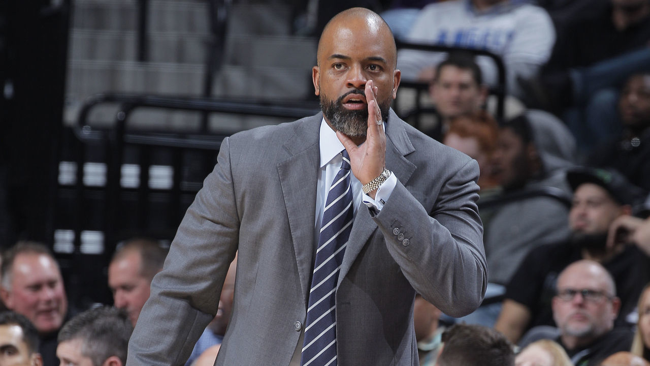 SACRAMENTO, CA - NOVEMBER 20: Assistant coach Wes Unseld Jr. of the Denver Nuggets coachs against the Sacramento Kings on November 20, 2017 at Golden 1 Center in Sacramento, California. NOTE TO USER: User expressly acknowledges and agrees that, by downloading and or using this photograph, User is consenting to the terms and conditions of the Getty Images Agreement. Mandatory Copyright Notice: Copyright 2017 NBAE