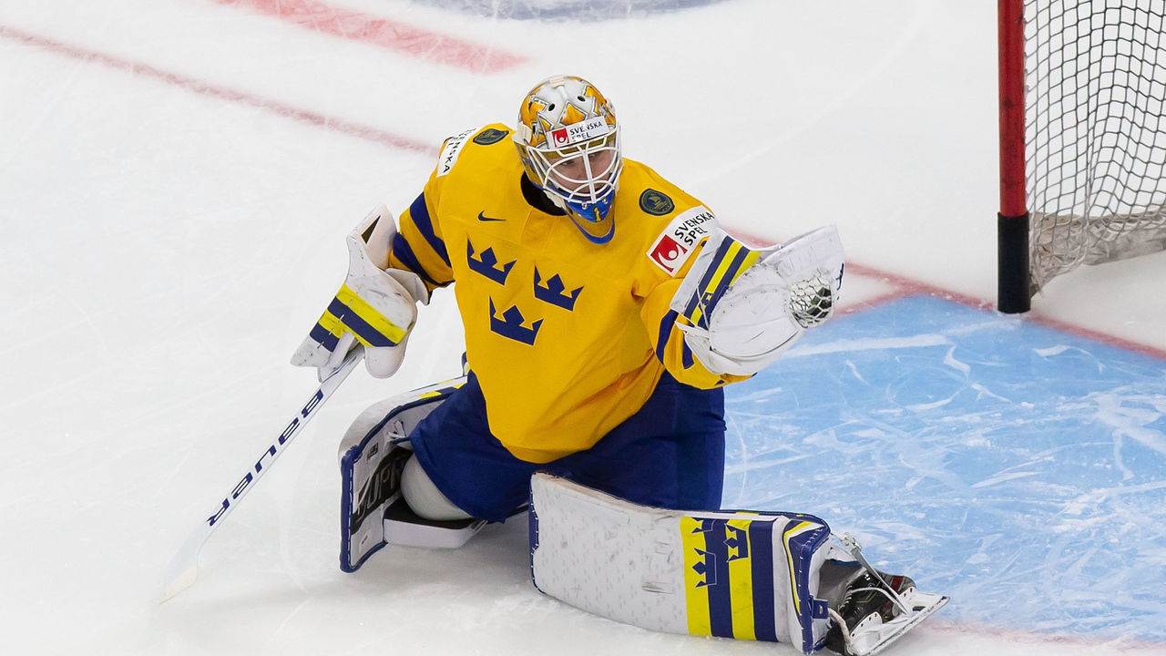 EDMONTON, AB - DECEMBER 26: Goaltender Jesper Wallstedt #1 of Sweden skates against the Czech Republic during the 2021 IIHF World Junior Championship at Rogers Place on December 26, 2020 in Edmonton, Canada.