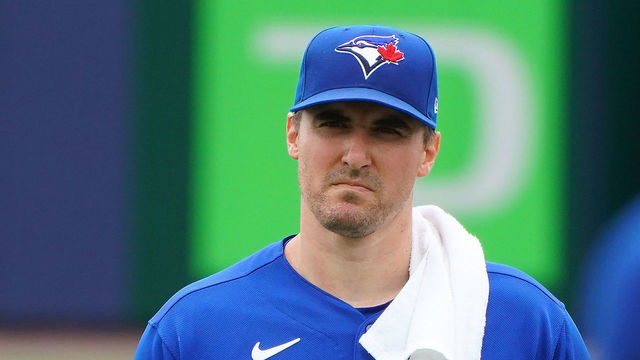 BUFFALO, NY - JUNE 27: Ross Stripling #48 of the Toronto Blue Jays before the game against the Baltimore Orioles at Sahlen Field on June 27, 2021 in Buffalo, New York.