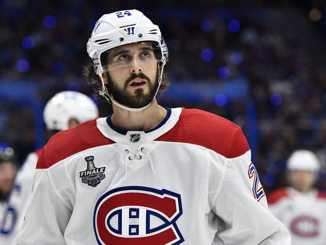 TAMPA, FLORIDA - JULY 07: Phillip Danault #24 of the Montreal Canadiens looks on during the third period of Game Five of the 2021 Stanley Cup Final against the Tampa Bay Lightning at Amalie Arena on July 07, 2021 in Tampa, Florida.