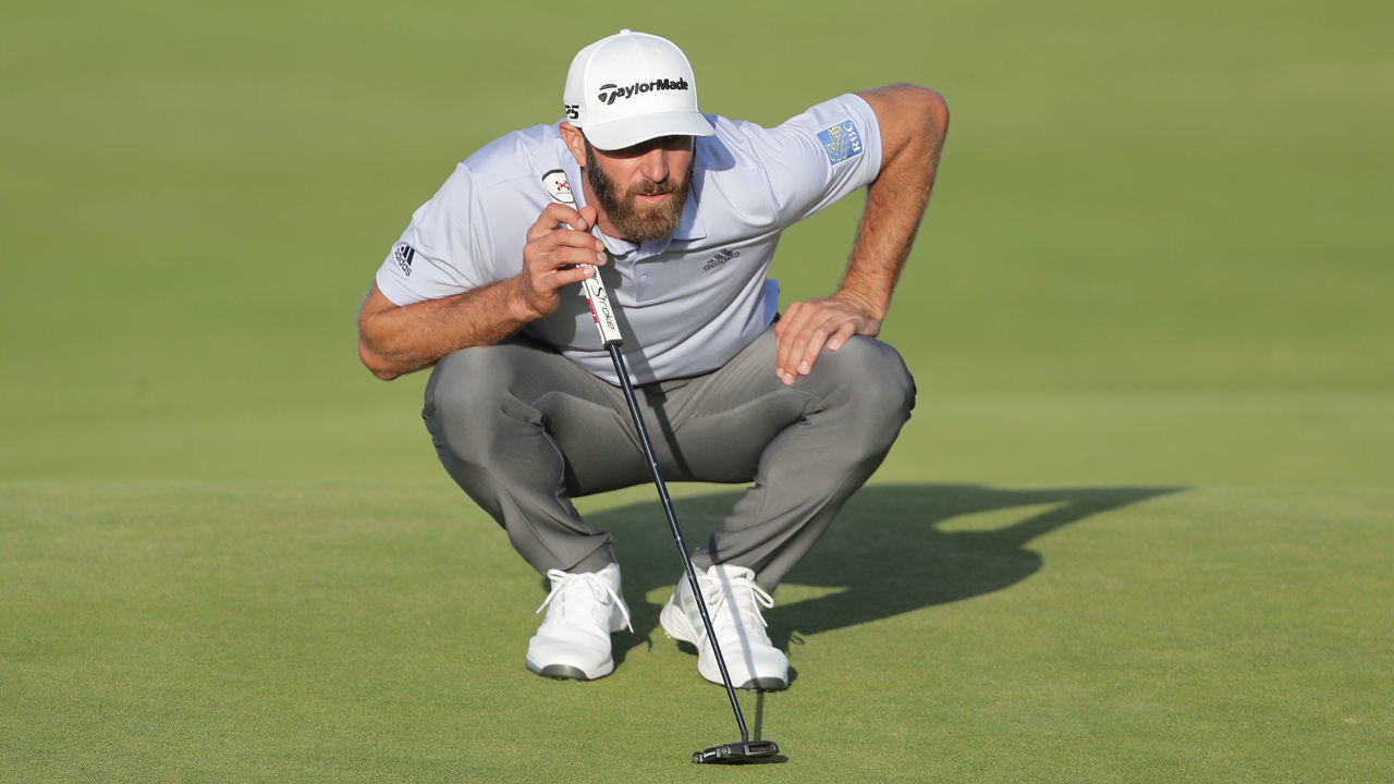 USA's Dustin Johnson on the 18th green during day three of The Open at The Royal St George's Golf Club in Sandwich, Kent. Picture date: Saturday July 17, 2021.