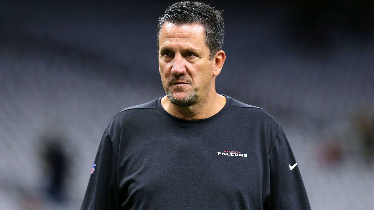NEW ORLEANS, LOUISIANA - NOVEMBER 10: Quarterback coach Greg Knapp of the Atlanta Falcons reacts during a game against the New Orleans Saints at the Mercedes Benz Superdome on November 10, 2019 in New Orleans, Louisiana.