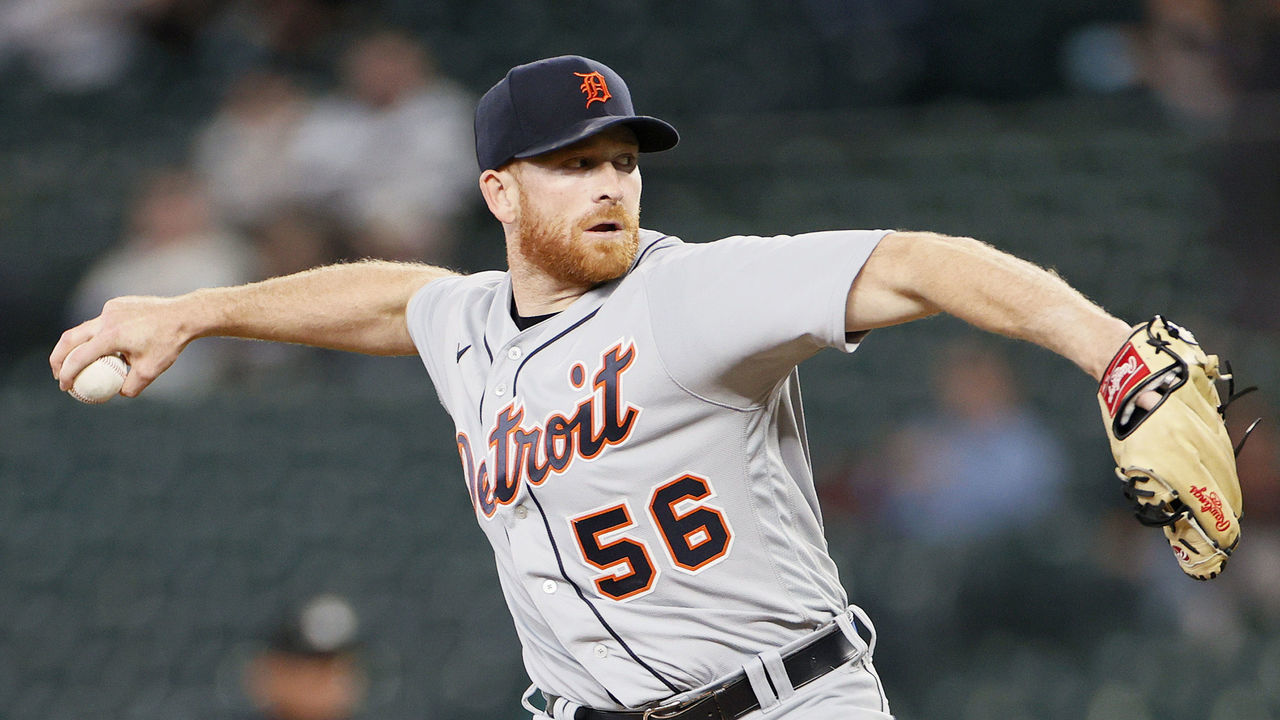 SEATTLE, WASHINGTON - MAY 18: Spencer Turnbull #56 of the Detroit Tigers pitches during the first inning against the Seattle Mariners at T-Mobile Park on May 18, 2021 in Seattle, Washington.