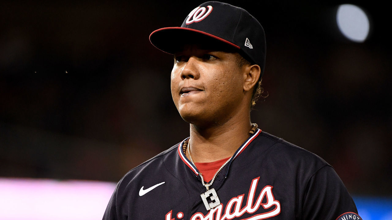 WASHINGTON, DC - JUNE 12: Starlin Castro #13 of the Washington Nationals looks on against the San Francisco Giants during game two of a doubleheader at Nationals Park on June 12, 2021 in Washington, DC.